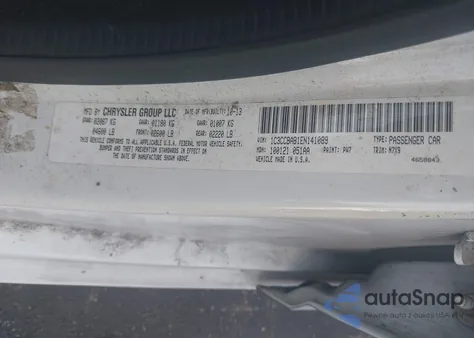 2014 Chrysler 200 Lx из США, поврежденный, VIN 1C3CCBAB1EN141089